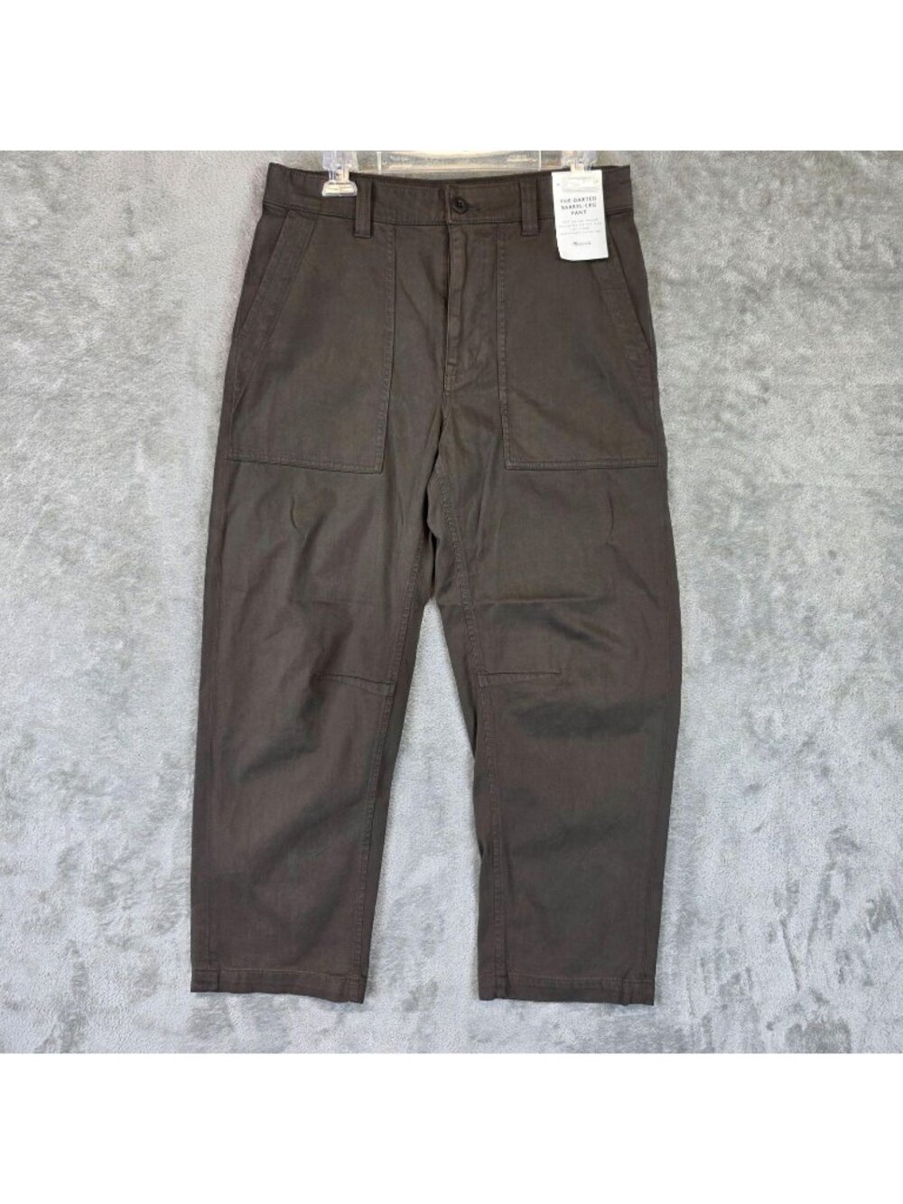Madewell Darted Barrel-Leg Pants Womens 27 Brown Twill Ankle Crop Relaxed